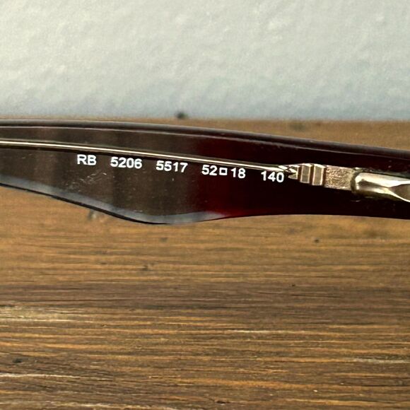 Ray Ban Optics RB5206-5517 Eyeglasses Maroon Gray Full Rim Rectangle FRAMES ONLY - Picture 5 of 7